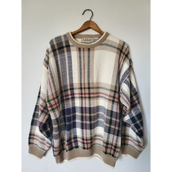 VTG 90s Cotton Traders Knit Mens Size M Multicolor Stripes Grandpa Cosby Sweater - Picture 9 of 12